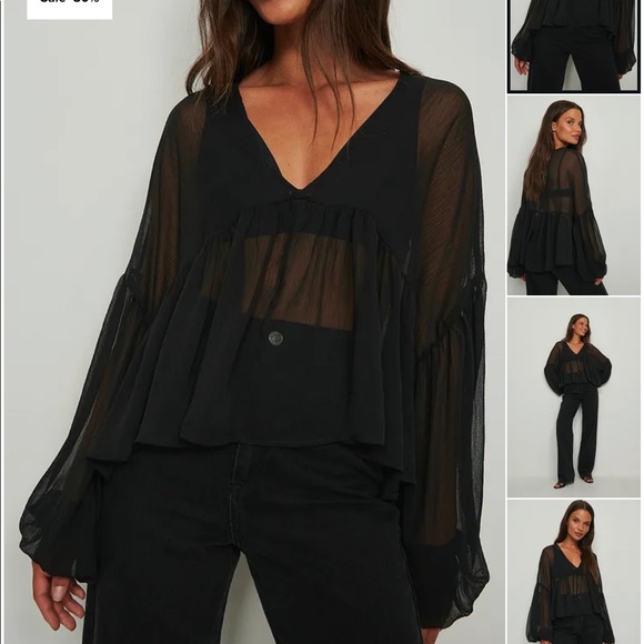 NA-KD BLACK BLOUSE - Picture 1 of 4